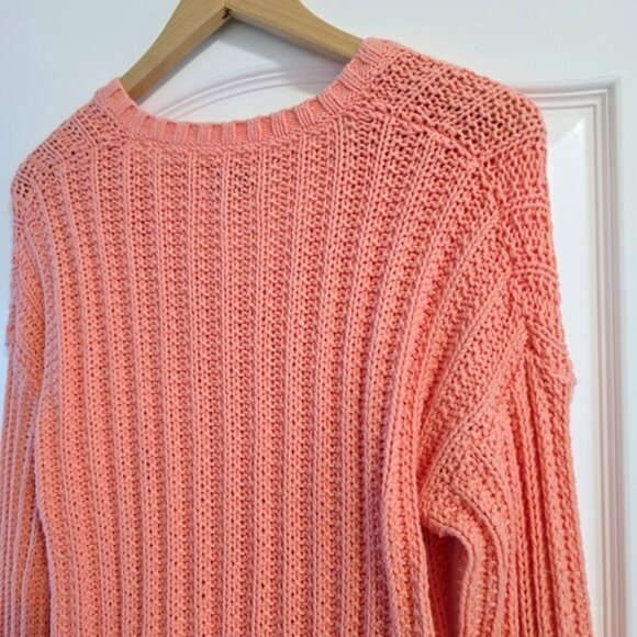 Lucky Brand Women's Sweater Size Small Peach Pink V Neck Long Sleeves Bohemian - Picture 2 of 14